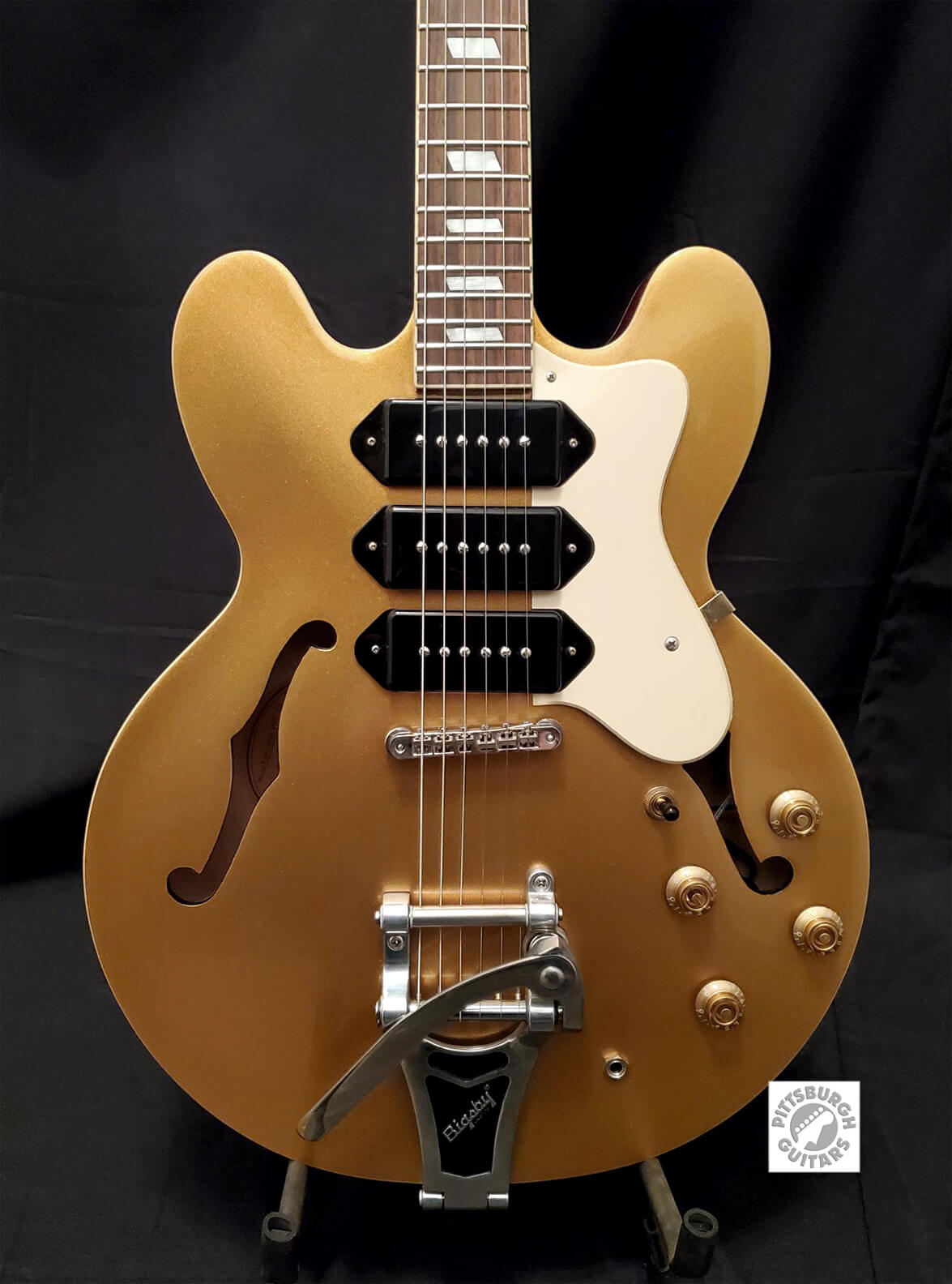 2011 Epiphone Riviera Custom P93 in Gold Top Finish; Comes with  After-market TKL Hard Case and Pro-Setup | Pittsburgh Guitars